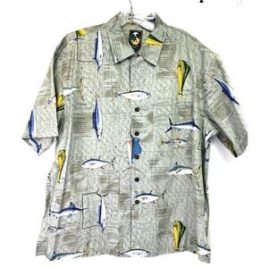 Koko Island Hawaiian Fish All Over Pattern Sz XL  Button Up Shirt (BB3) Vintage